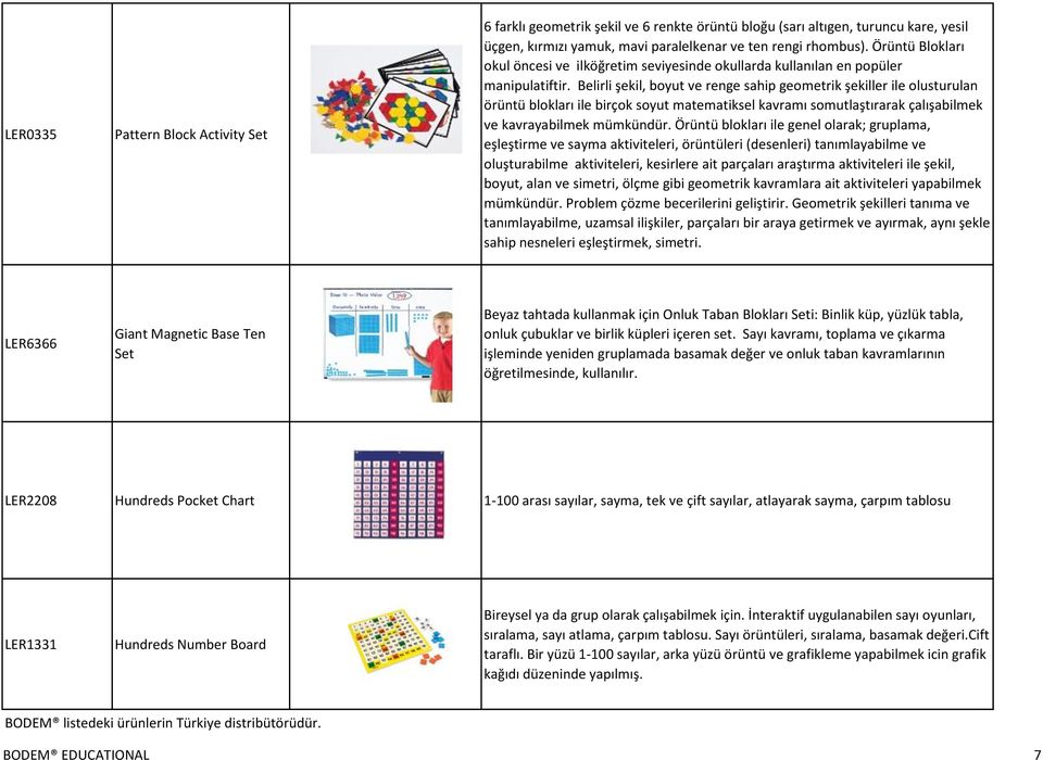 Belirli şekil, boyut ve renge sahip geometrik şekiller ile olusturulan örüntü blokları ile birçok soyut matematiksel kavramı somutlaştırarak çalışabilmek ve kavrayabilmek mümkündür.