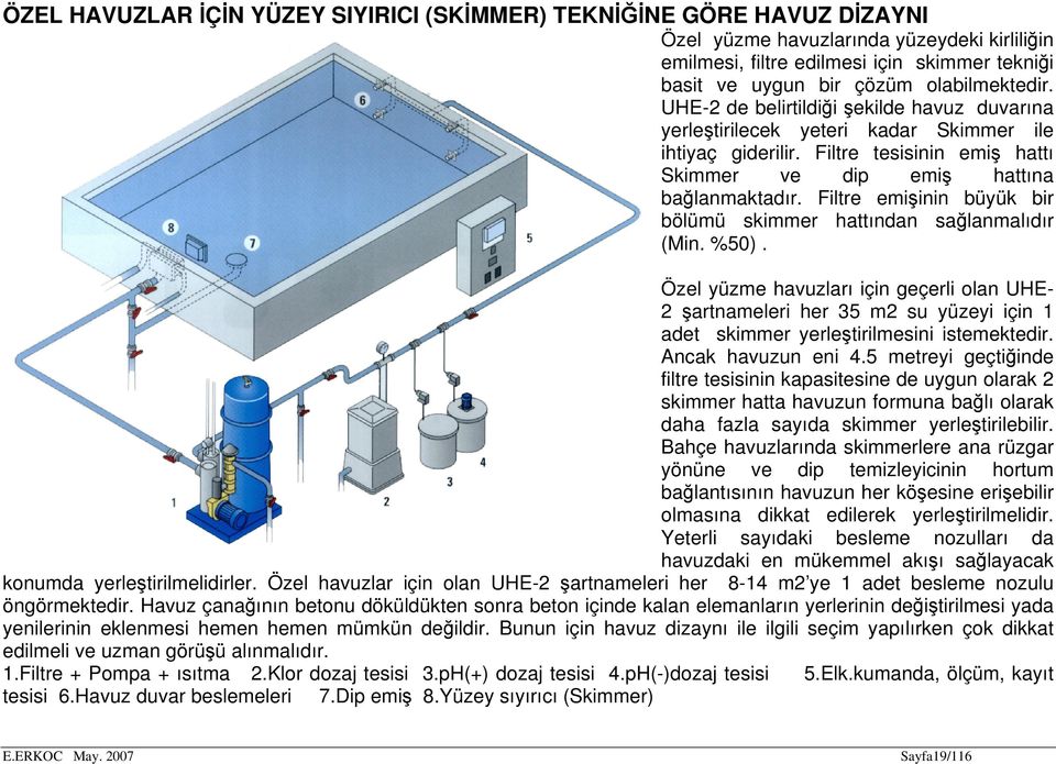 Filtre emişinin büyük bir bölümü skimmer hattından sağlanmalıdır (Min. %50).