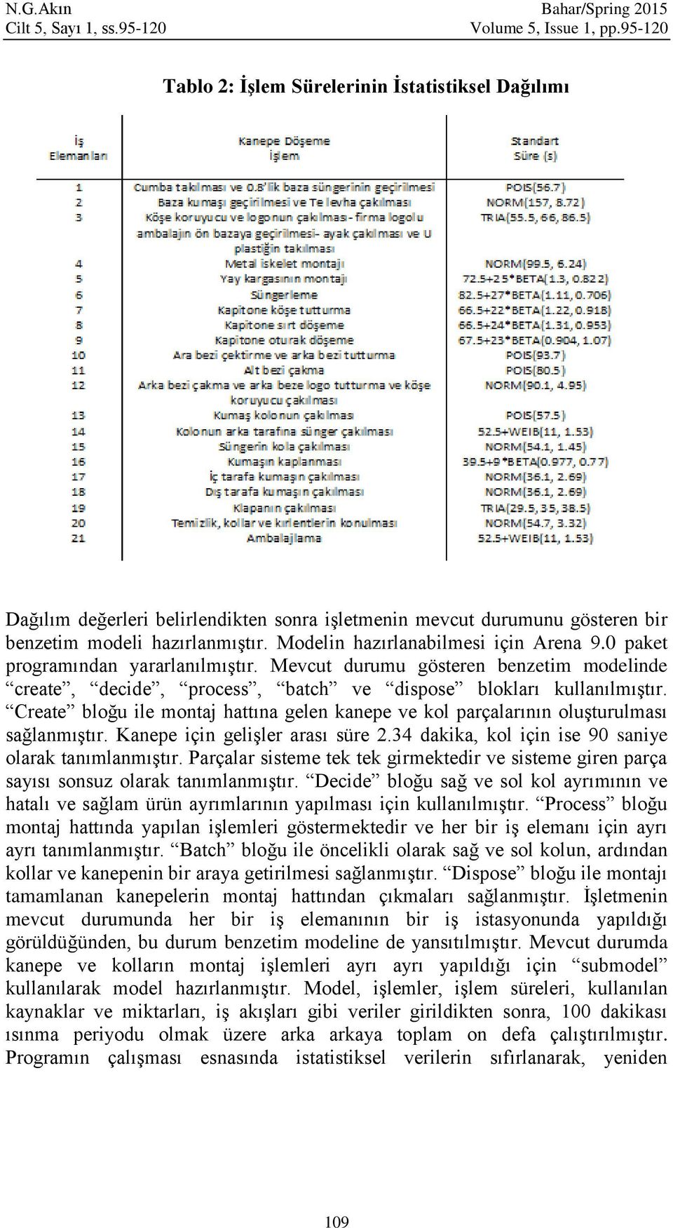 Modelin hazırlanabilmesi için Arena 9.0 paket programından yararlanılmıştır. Mevcut durumu gösteren benzetim modelinde create, decide, process, batch ve dispose blokları kullanılmıştır.