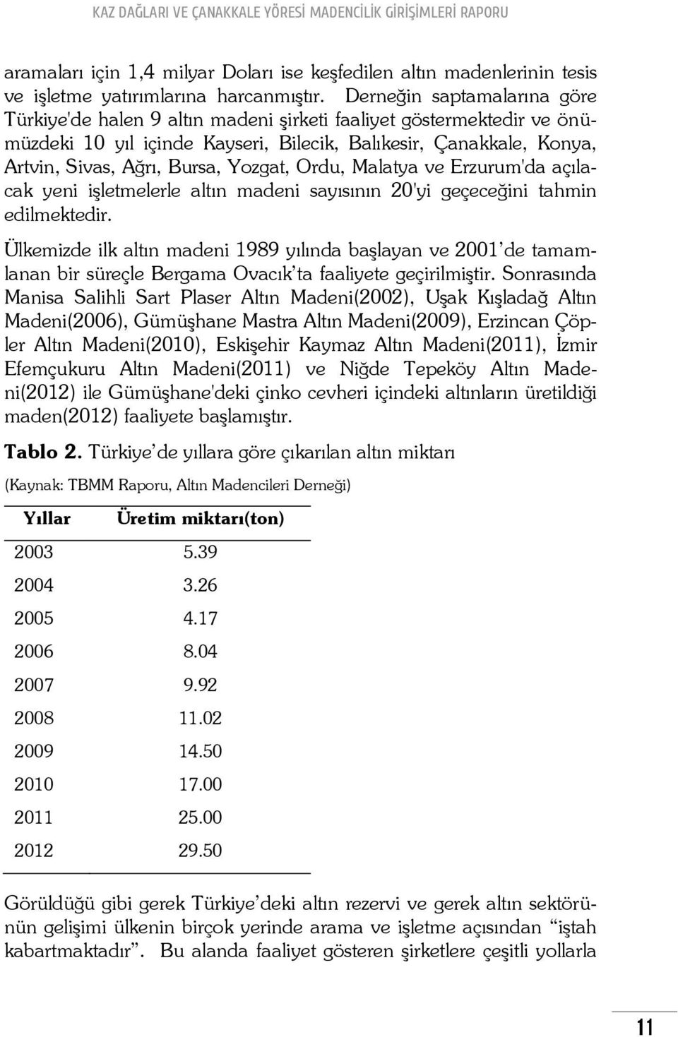 Yozgat, Ordu, Malatya ve Erzurum'da açılacak yeni işletmelerle altın madeni sayısının 20'yi geçeceğini tahmin edilmektedir.