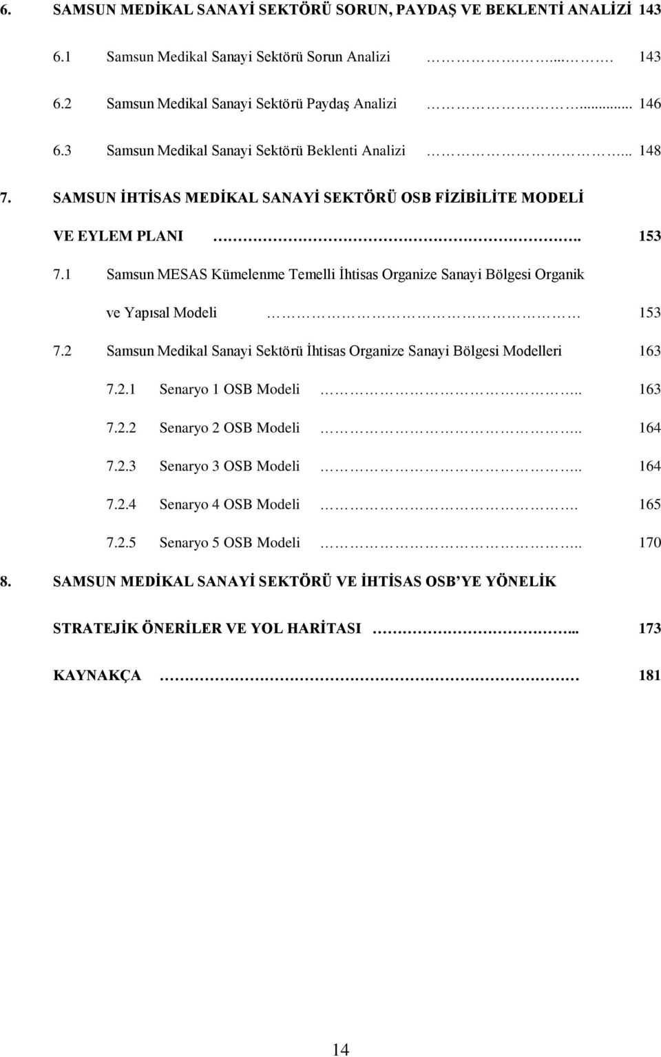 1 Samsun MESAS Kümelenme Temelli İhtisas Organize Sanayi Bölgesi Organik ve Yapısal Modeli 153 7.2 Samsun Medikal Sanayi Sektörü İhtisas Organize Sanayi Bölgesi Modelleri 163 7.2.1 Senaryo 1 OSB Modeli.