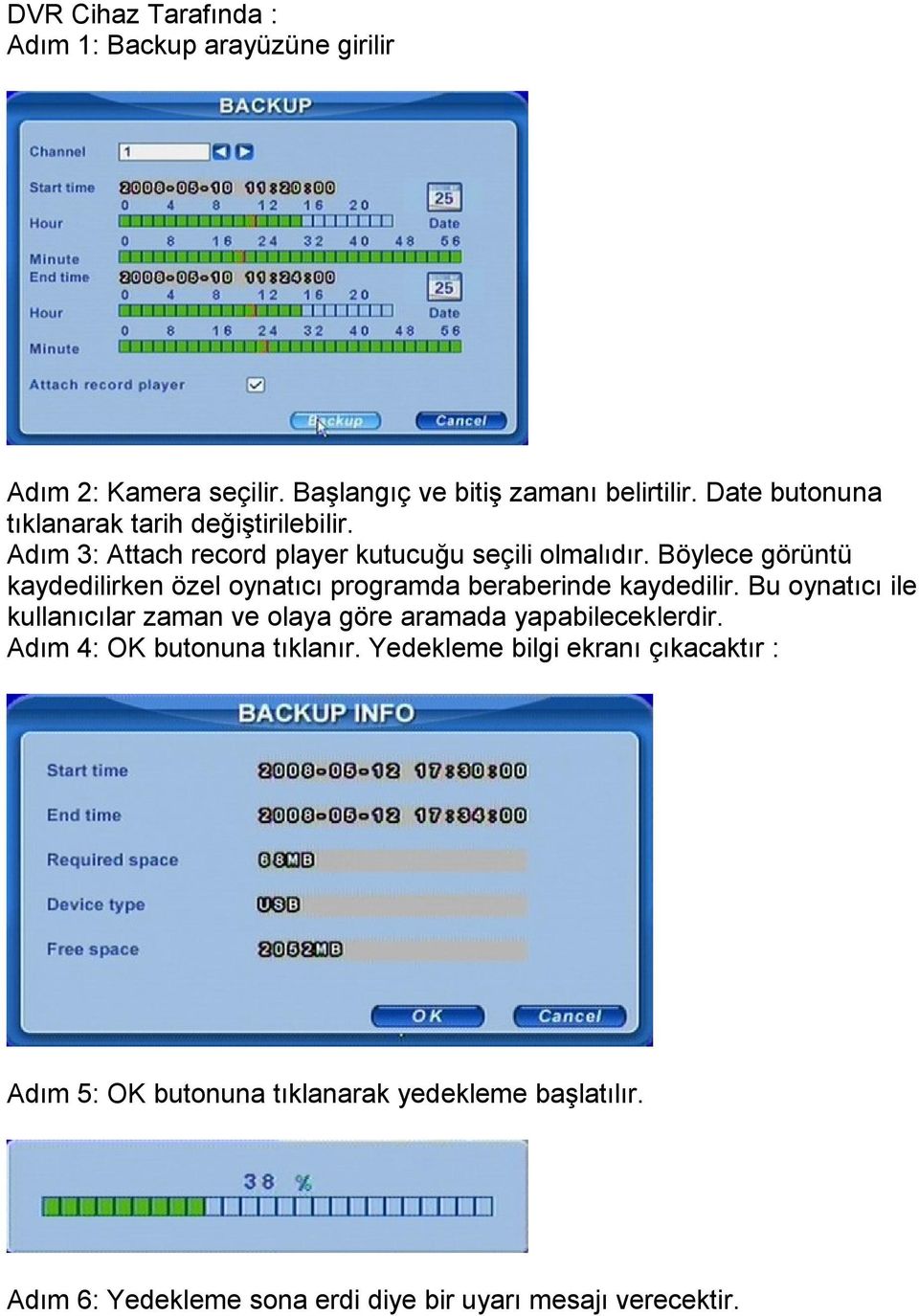 Böylece görüntü kaydedilirken özel oynatıcı programda beraberinde kaydedilir.