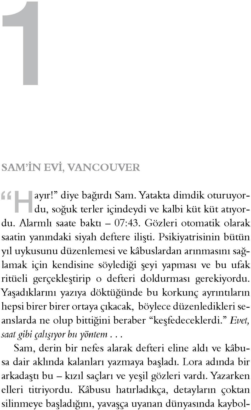 Psikiyatrisinin bütün yıl uykusunu düzenlemesi ve kâbuslardan arınmasını sağlamak için kendisine söylediği şeyi yapması ve bu ufak ritüeli gerçekleştirip o defteri doldurması gerekiyordu.