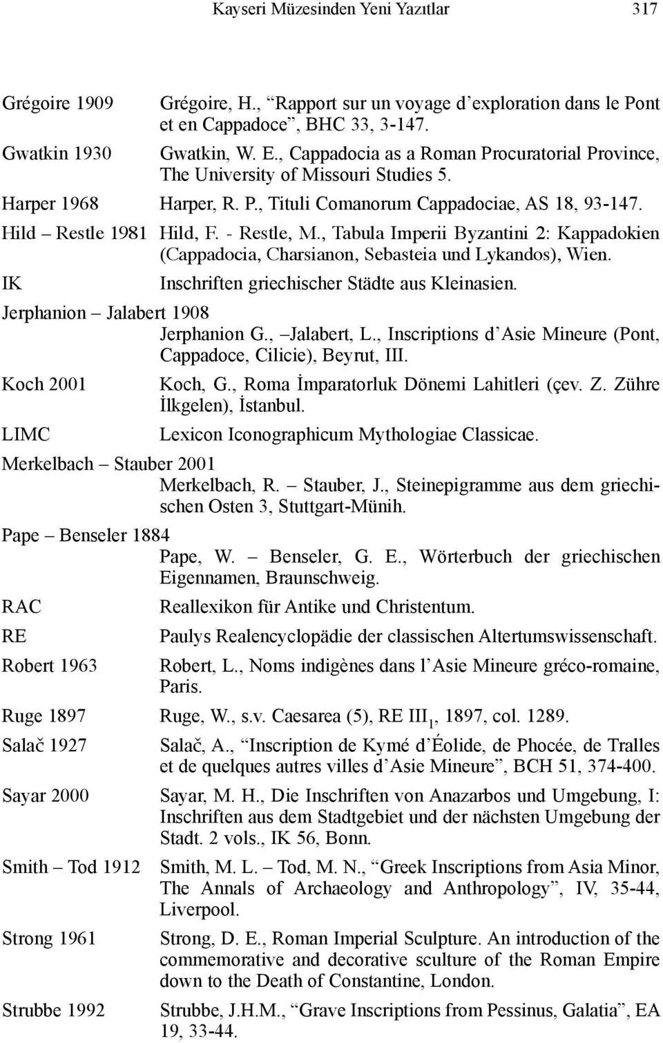 , Tabula Imperii Byzantini 2: Kappadokien (Cappadocia, Charsianon, Sebasteia und Lykandos), Wien. IK Inschriften griechischer Städte aus Kleinasien. Jerphanion Jalabert 1908 Jerphanion G.