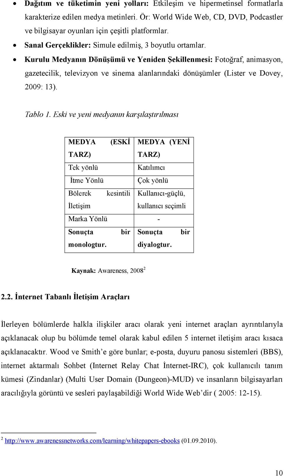 Kurulu Medyanın Dönüşümü ve Yeniden Şekillenmesi: Fotoğraf, animasyon, gazetecilik, televizyon ve sinema alanlarındaki dönüşümler (Lister ve Dovey, 2009: 13). Tablo 1.