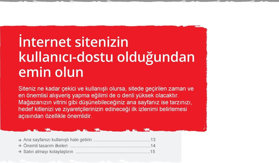 Mağazanızın vitrini gibi düşünebileceğiniz ana sayfanız ise tarzınızı, hedef kitlenizi ve ziyaretçilerinizin