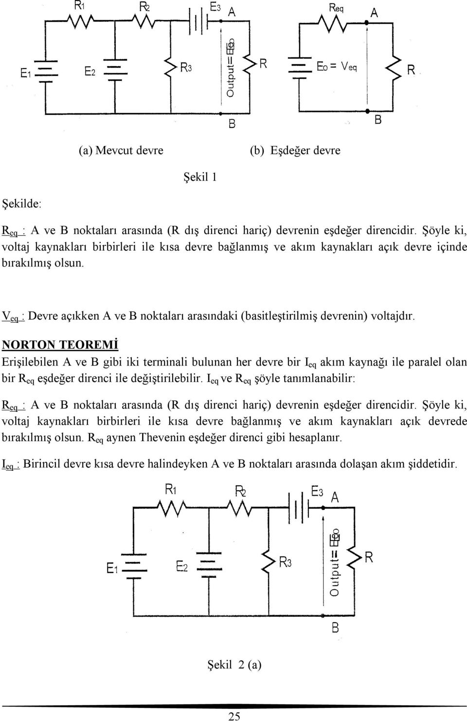 eq : Devre açıkken A ve B noktaları arasındaki (basitleştirilmiş devrenin) voltajdır.