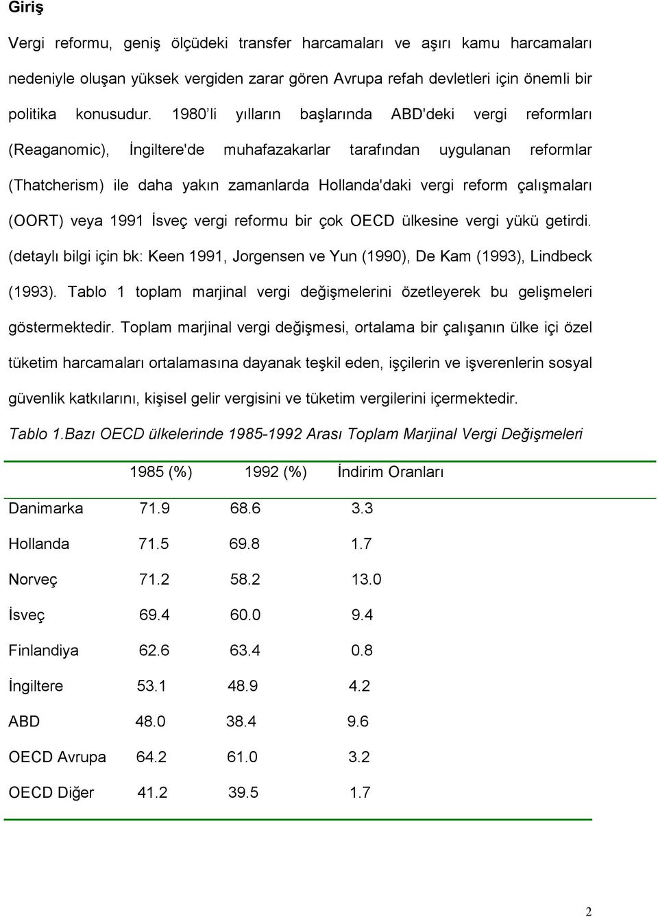 çalışmaları (OORT) veya 1991 İsveç vergi reformu bir çok OECD ülkesine vergi yükü getirdi. (detaylı bilgi için bk: Keen 1991, Jorgensen ve Yun (1990), De Kam (1993), Lindbeck (1993).