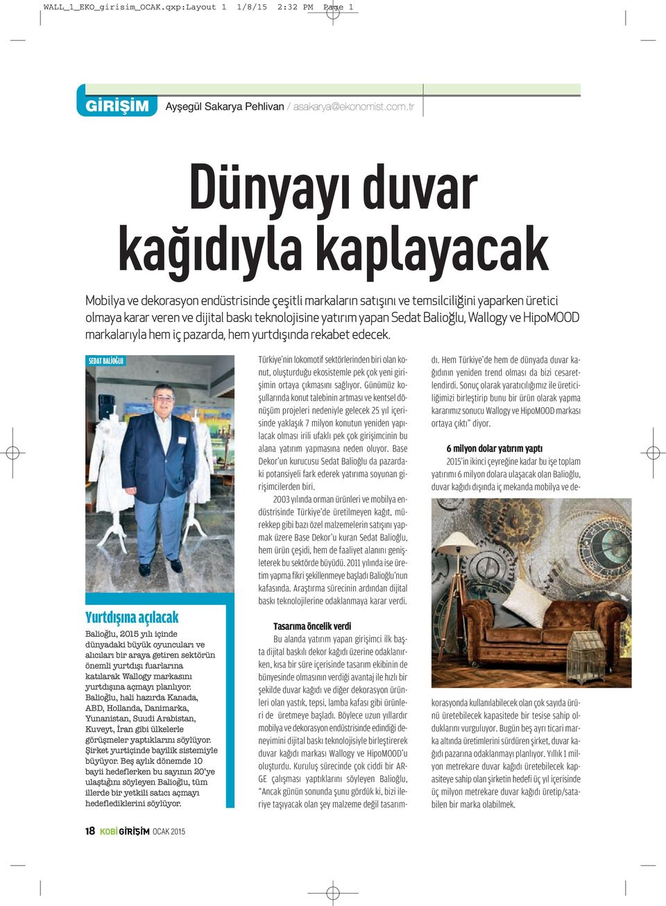 yapan Sedat Balioğlu, Wallogy ve HipoMOOD markalarıyla hem iç pazarda, hem yurtdışında rekabet edecek.