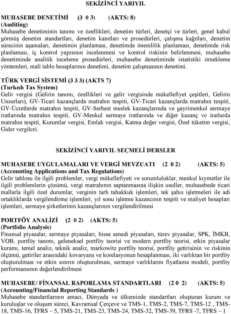 riskinin belirlenmesi, muhasebe denetiminde analitik inceleme prosedürleri, muhasebe denetiminde istatistiki örnekleme yöntemleri, mali tablo hesaplarının denetimi, denetim çalışmasının denetimi.