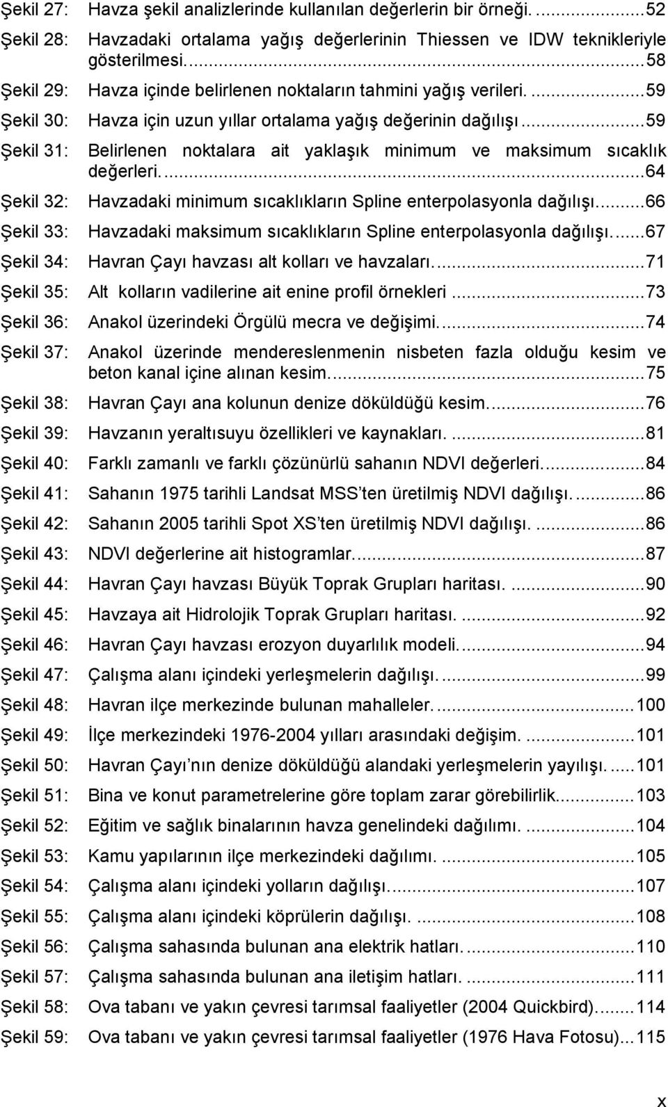 ..59 Şekil 31: Belirlenen noktalara ait yaklaşık minimum ve maksimum sıcaklık değerleri...64 Şekil 32: Havzadaki minimum sıcaklıkların Spline enterpolasyonla dağılışı.