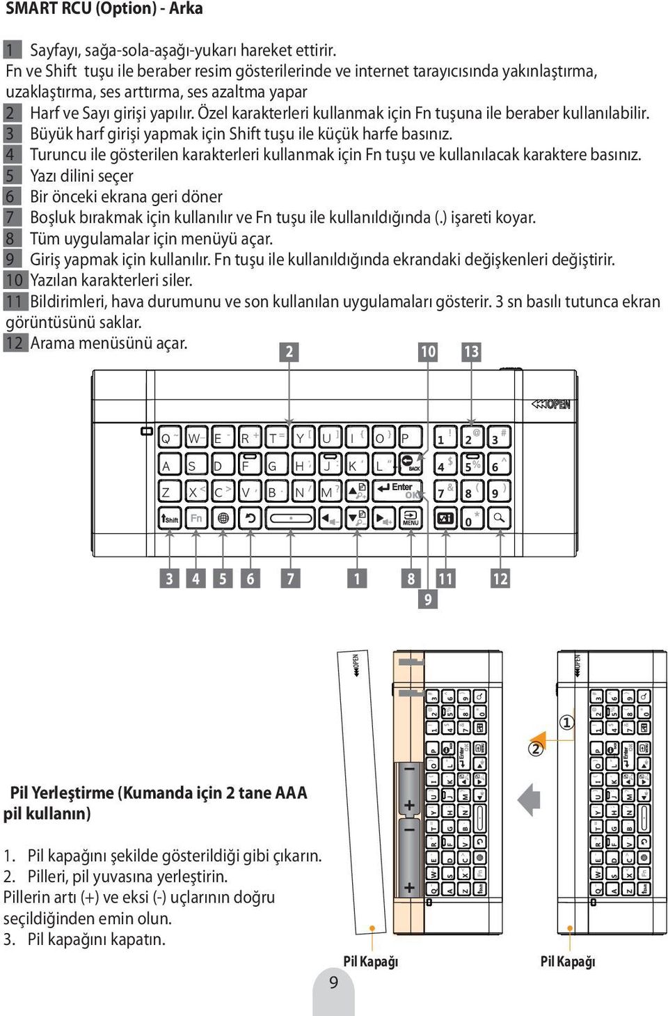 Özel karakterleri kullanmak için Fn tuşuna ile beraber kullanılabilir. 3 Büyük harf girişi yapmak için Shift tuşu ile küçük harfe basınız.