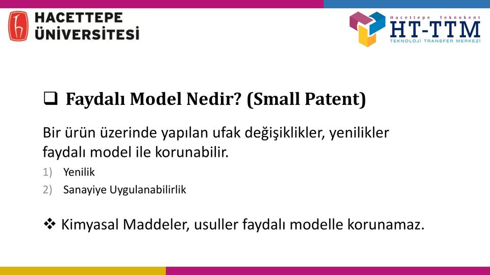 değişiklikler, yenilikler faydalı model ile