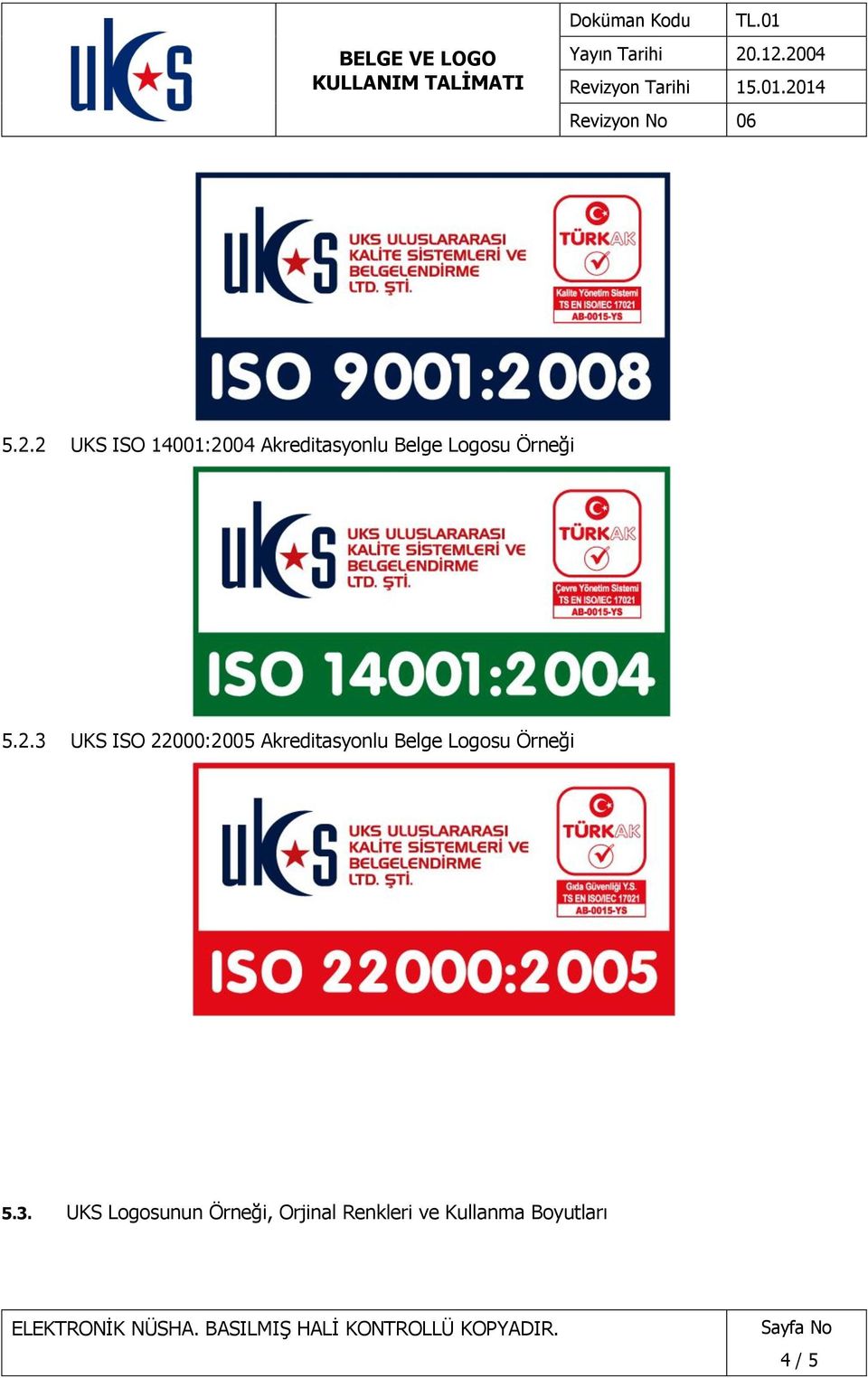 3 UKS ISO 22000:2005 Akreditasyonlu Belge