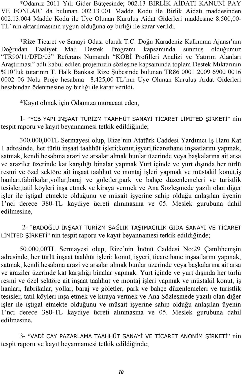 Doğu Karadeniz Kalkınma Ajansı nın Doğrudan Faaliyet Mali Destek Programı kapsamında sunmuş olduğumuz TR90/11/DFD/03 Referans Numaralı KOBİ Profilleri Analizi ve Yatırım Alanları Araştırması adlı