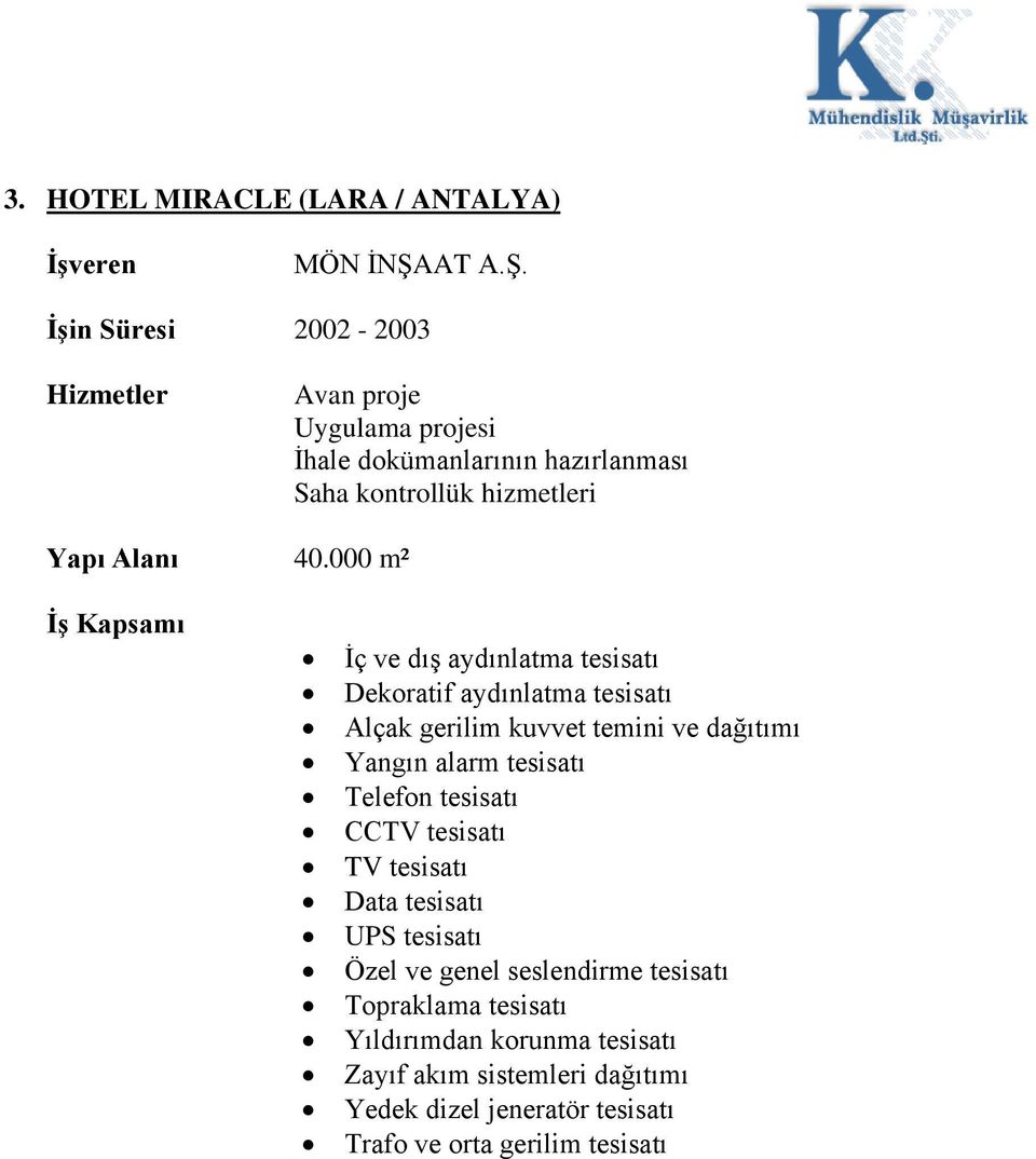 000 m² Dekoratif aydınlatma tesisatı Alçak gerilim kuvvet temini ve