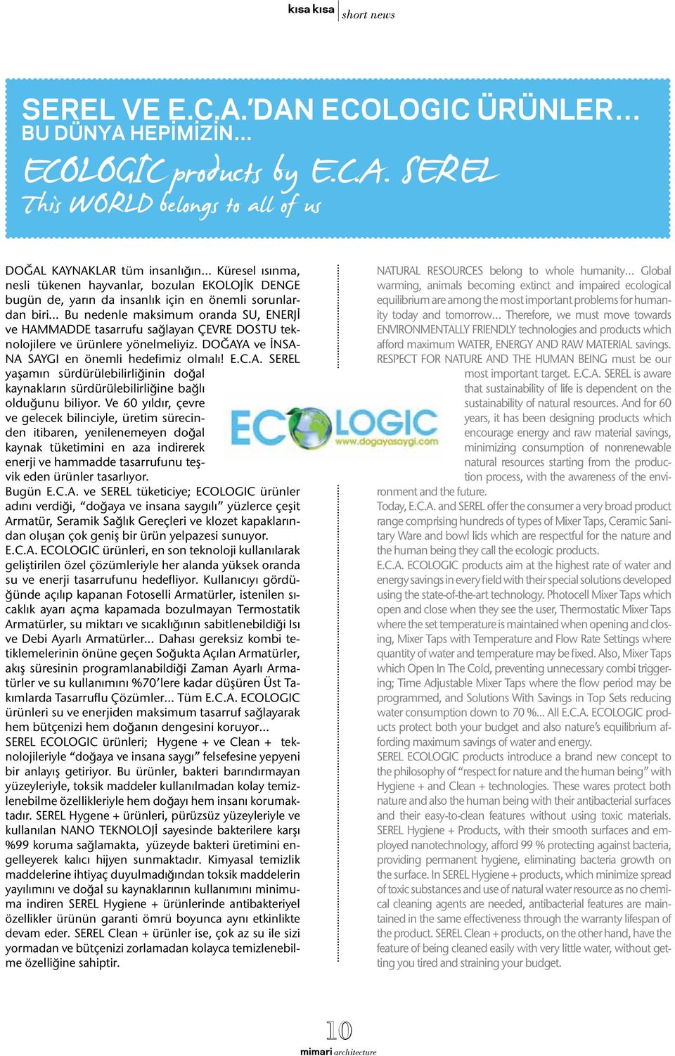 hepimizin ECOLOGIC products by E.C.A.