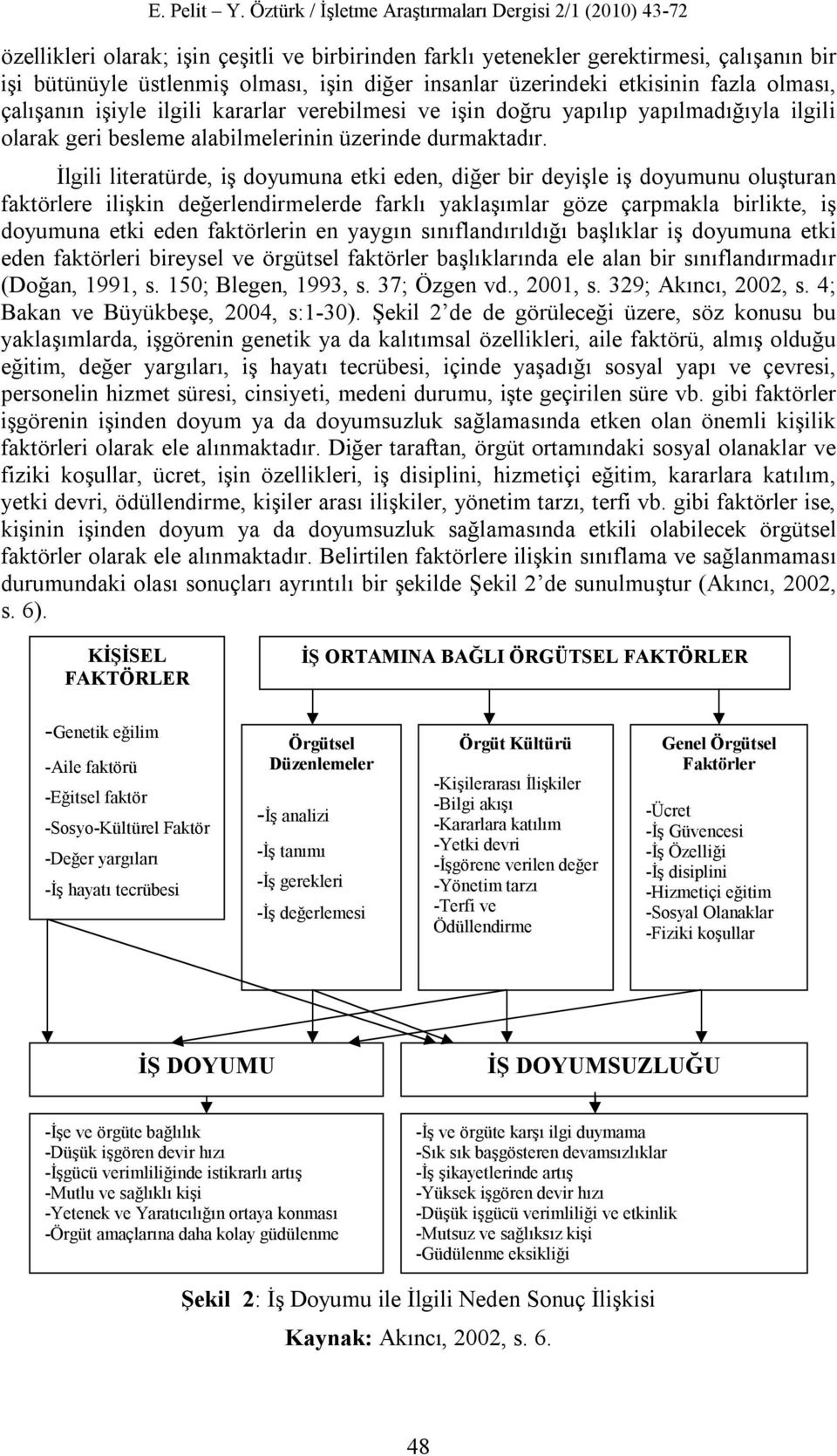 İlgili literatürde, iş doyumuna etki eden, diğer bir deyişle iş doyumunu oluşturan faktörlere ilişkin değerlendirmelerde farklı yaklaşımlar göze çarpmakla birlikte, iş doyumuna etki eden faktörlerin