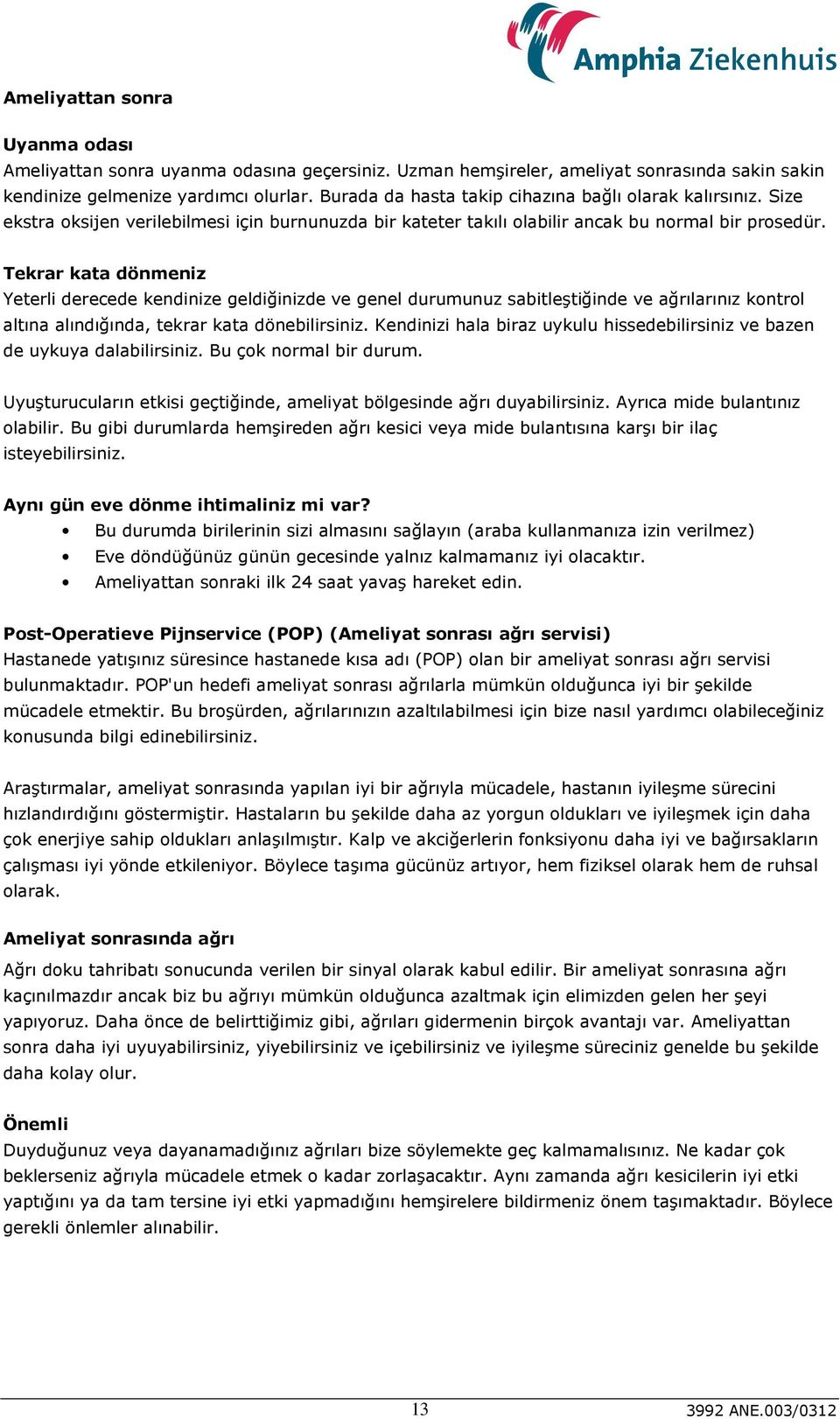 Tekrar kata dönmeniz Yeterli derecede kendinize geldiğinizde ve genel durumunuz sabitleştiğinde ve ağrılarınız kontrol altına alındığında, tekrar kata dönebilirsiniz.