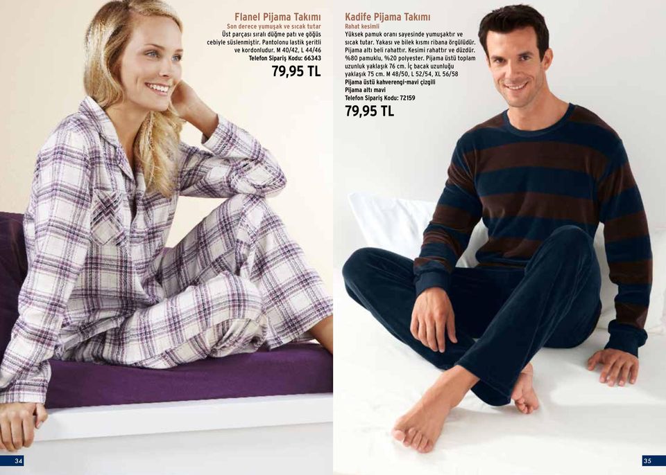 Yakası ve bilek kısmı ribana örgülüdür. Pijama altı beli rahattır. Kesimi rahattır ve düzdür. %80 pamuklu, %20 polyester.