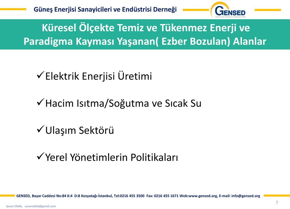 Elektrik Enerjisi Üretimi Hacim Isıtma/Soğutma ve