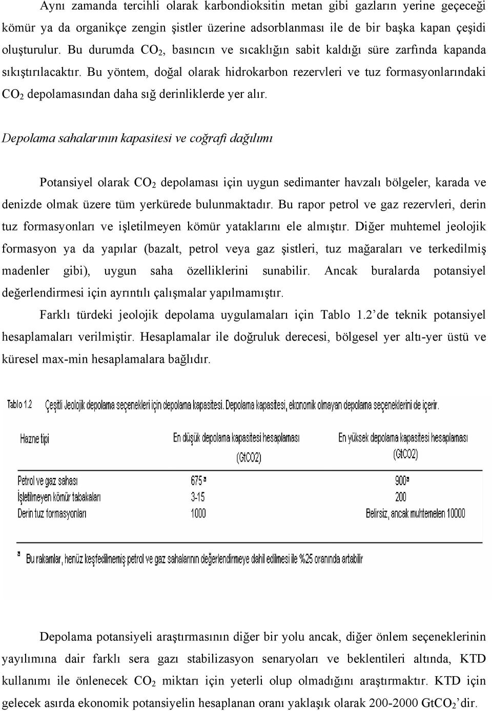 Bu yöntem, doğal olarak hidrokarbon rezervleri ve tuz formasyonlarındaki CO 2 depolamasından daha sığ derinliklerde yer alır.