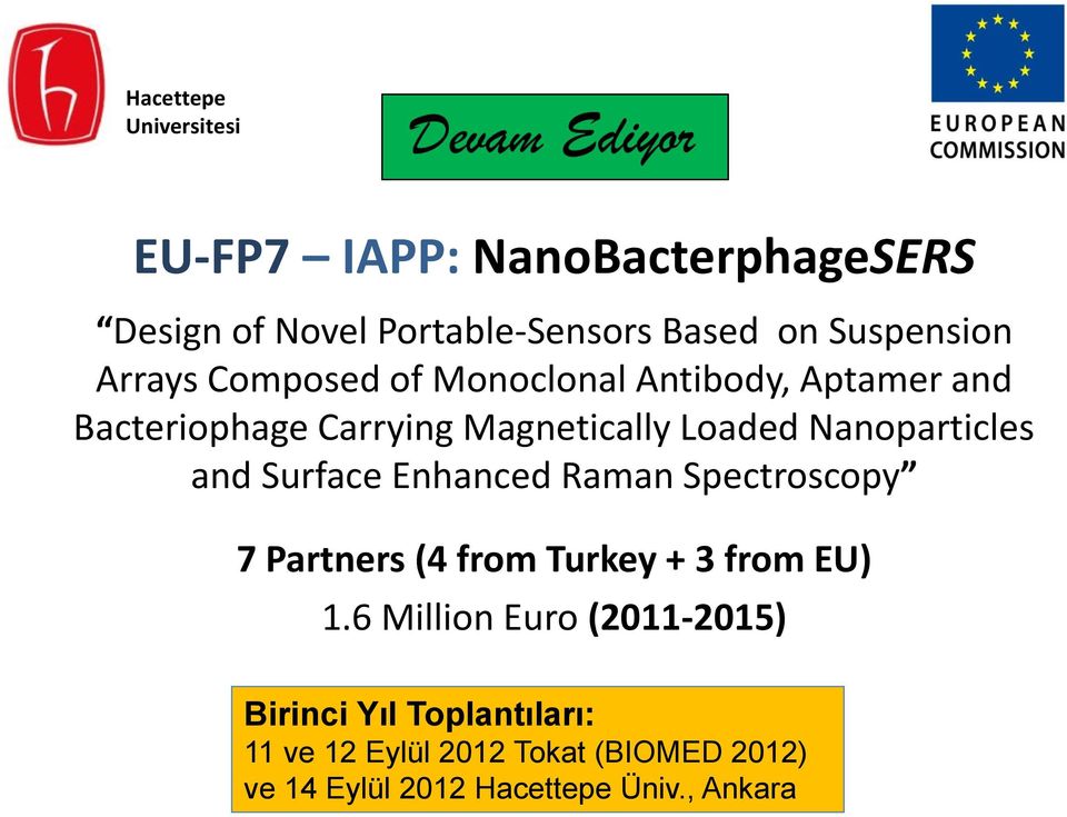 Surface Enhanced Raman Spectroscopy 7 Partners (4 from Turkey + 3 from EU) 1.