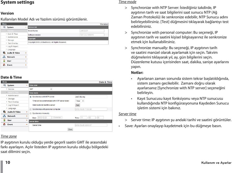 belirleyebilirsiniz. [Test] düğmesini tıklayarak bağlantıyı test edebilirsiniz.