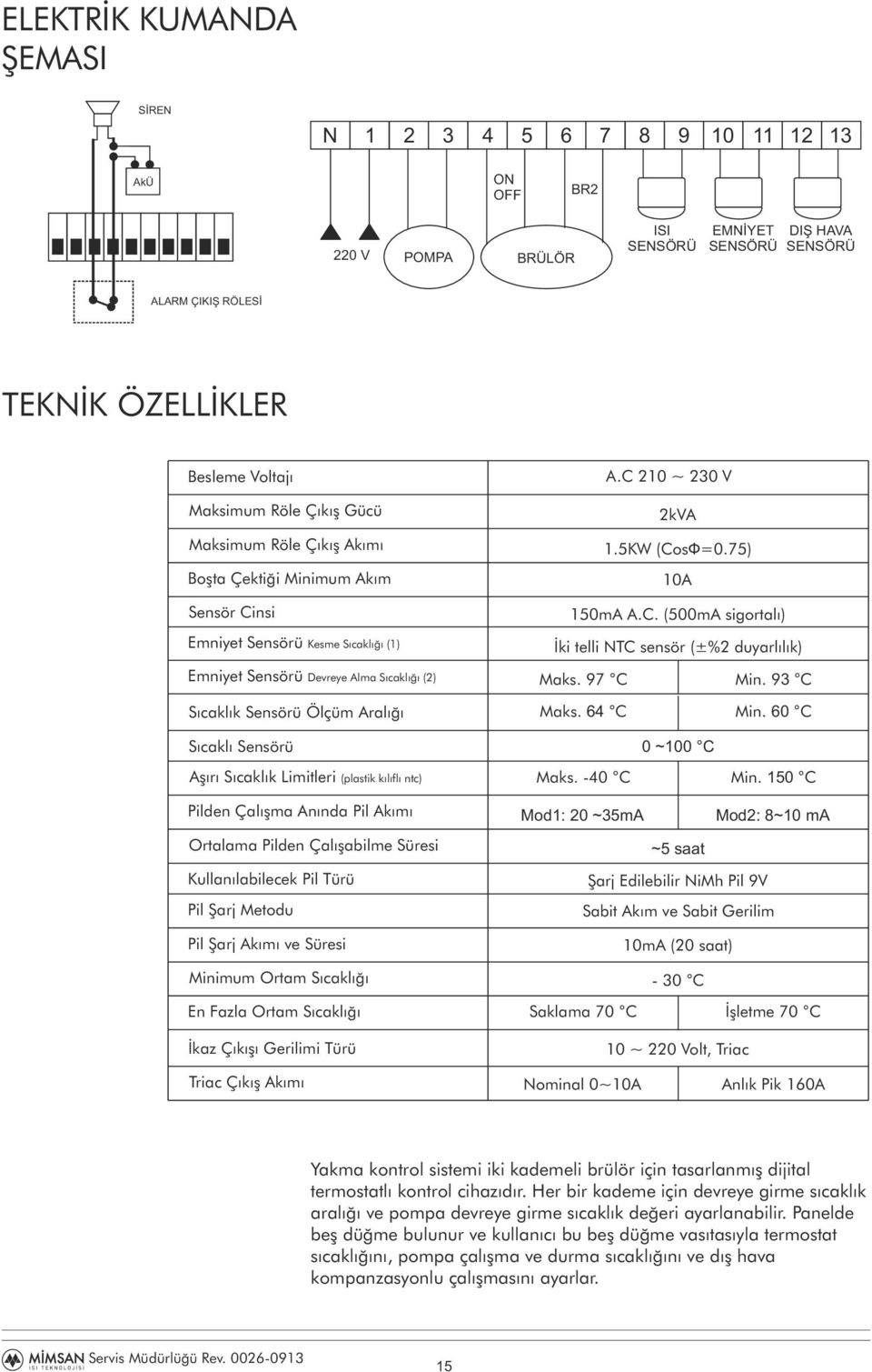 Aralığı Sıcaklı Sensörü Aşırı Sıcaklık Limitleri (plastik kılıflı ntc) Pilden Çalışma Anında Pil Akımı Ortalama Pilden Çalışabilme Süresi Kullanılabilecek Pil Türü Pil Şarj Metodu Pil Şarj Akımı ve