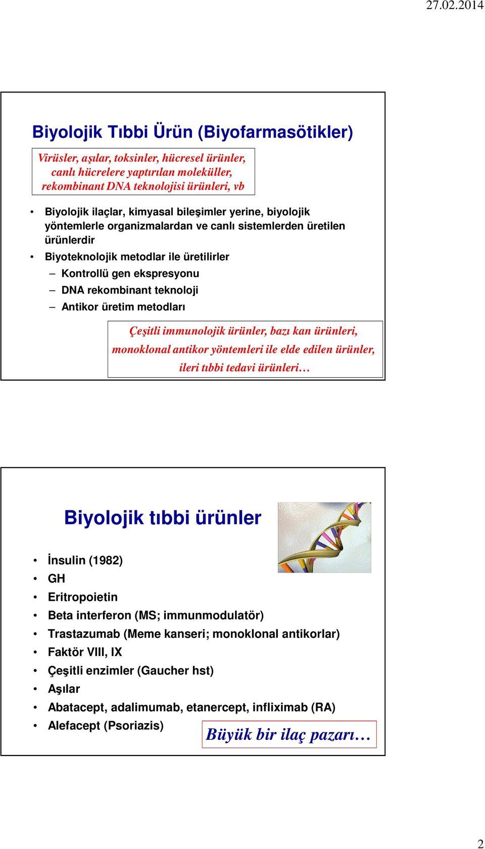 üretim metodları Çeşitli immunolojik ürünler, bazı kan ürünleri, monoklonal antikor yöntemleri ile elde edilen ürünler, ileri tıbbi tedavi ürünleri Biyolojik tıbbi ürünler İnsulin (1982) GH