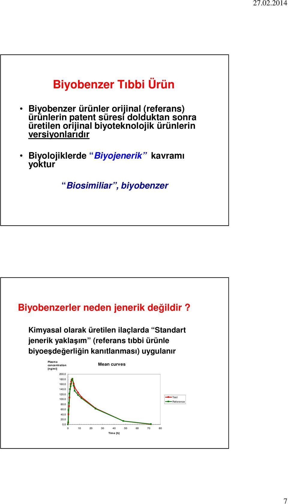 Kimyasal olarak üretilen ilaçlarda Standart jenerik yaklaşım (referans tıbbi ürünle biyoeşdeğerliğin kanıtlanması) uygulanır Plasm a