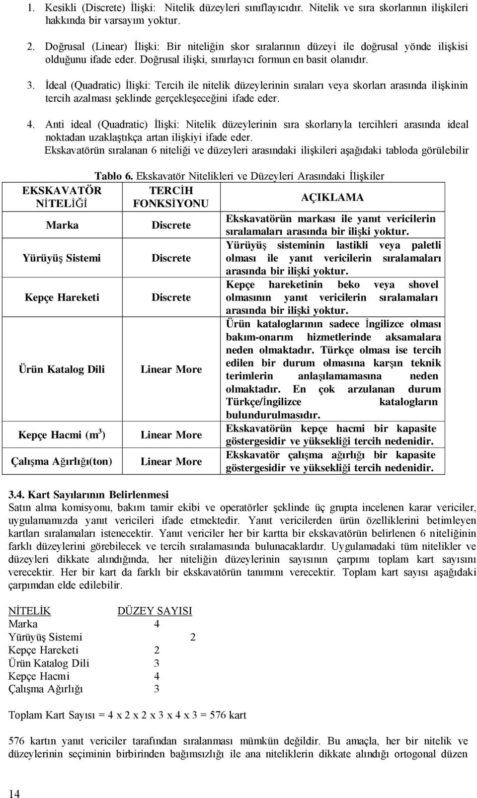 İdeal (Quadratic) İlişki: Tercih ile nitelik düzeylerinin sıraları veya skorları arasında ilişkinin tercih azalması şeklinde gerçekleşeceğini ifade eder. 4.