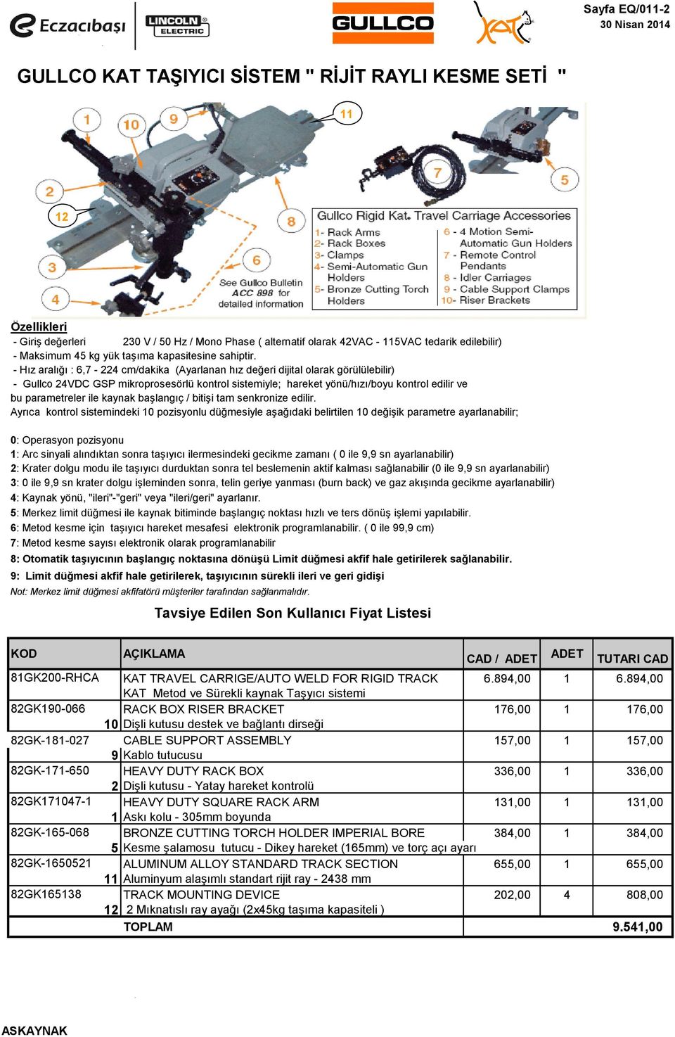 - Hız aralığı : 6,7-224 cm/dakika (Ayarlanan hız değeri dijital olarak görülülebilir) - Gullco 24VDC GSP mikroprosesörlü kontrol sistemiyle; hareket yönü/hızı/boyu kontrol edilir ve bu parametreler