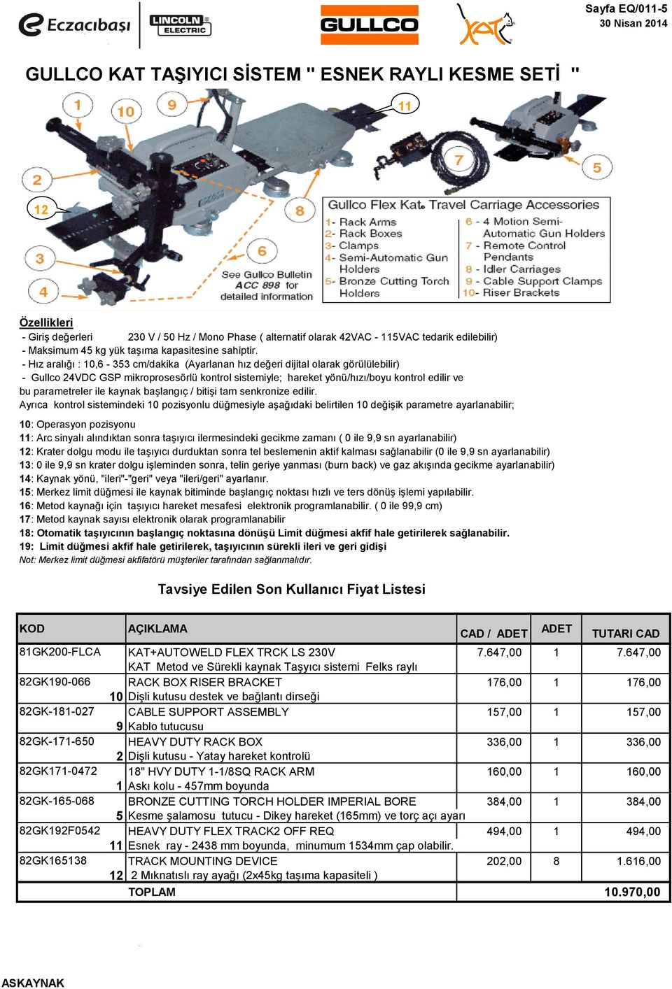 - Hız aralığı : 10,6-353 cm/dakika (Ayarlanan hız değeri dijital olarak görülülebilir) - Gullco 24VDC GSP mikroprosesörlü kontrol sistemiyle; hareket yönü/hızı/boyu kontrol edilir ve bu parametreler