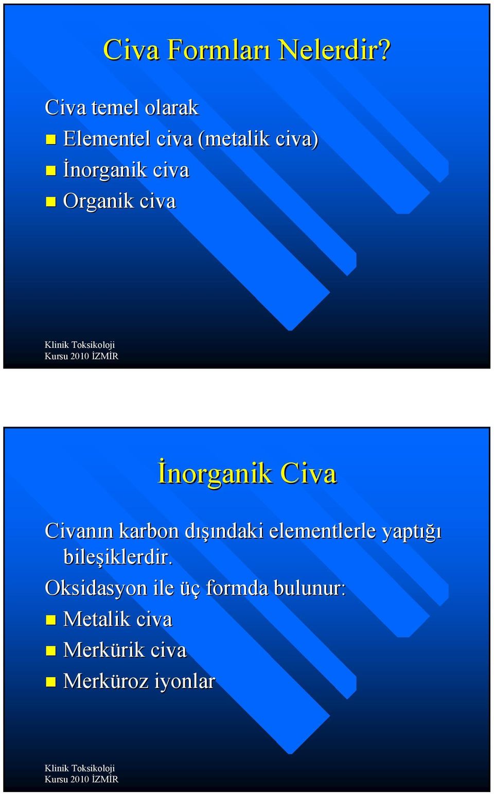 Organik civa İnorganik Civa Civanın karbon dışındaki