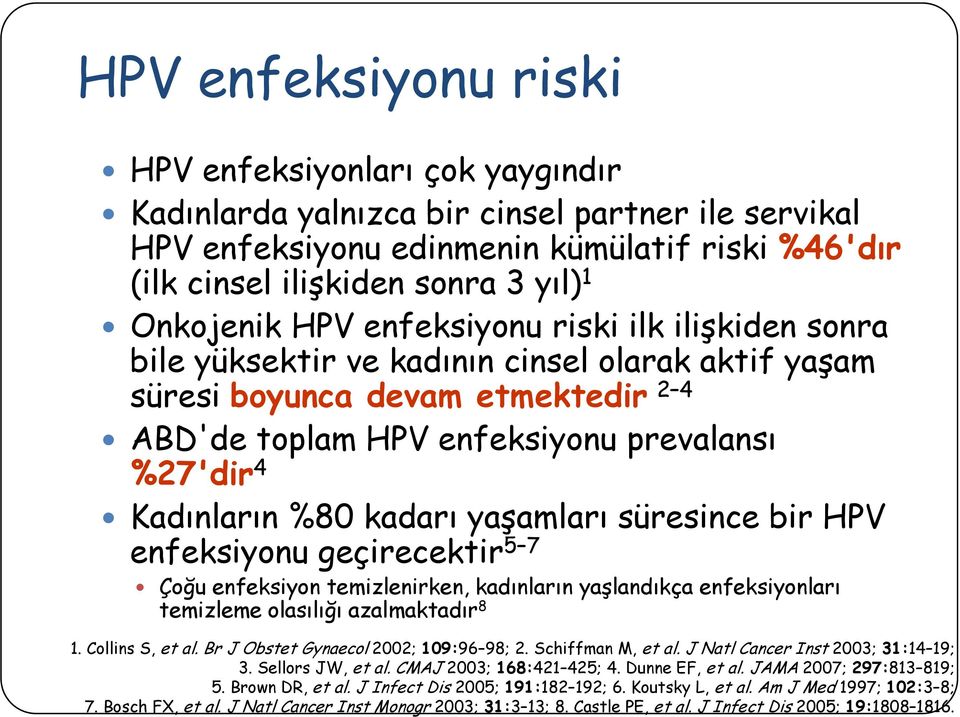 Kadınların %80 kadarı yaşamları süresince bir HPV enfeksiyonu geçirecektir 5 7 Çoğu enfeksiyon temizlenirken, kadınların yaşlandıkça enfeksiyonları temizleme olasılığı azalmaktadır 8 1.