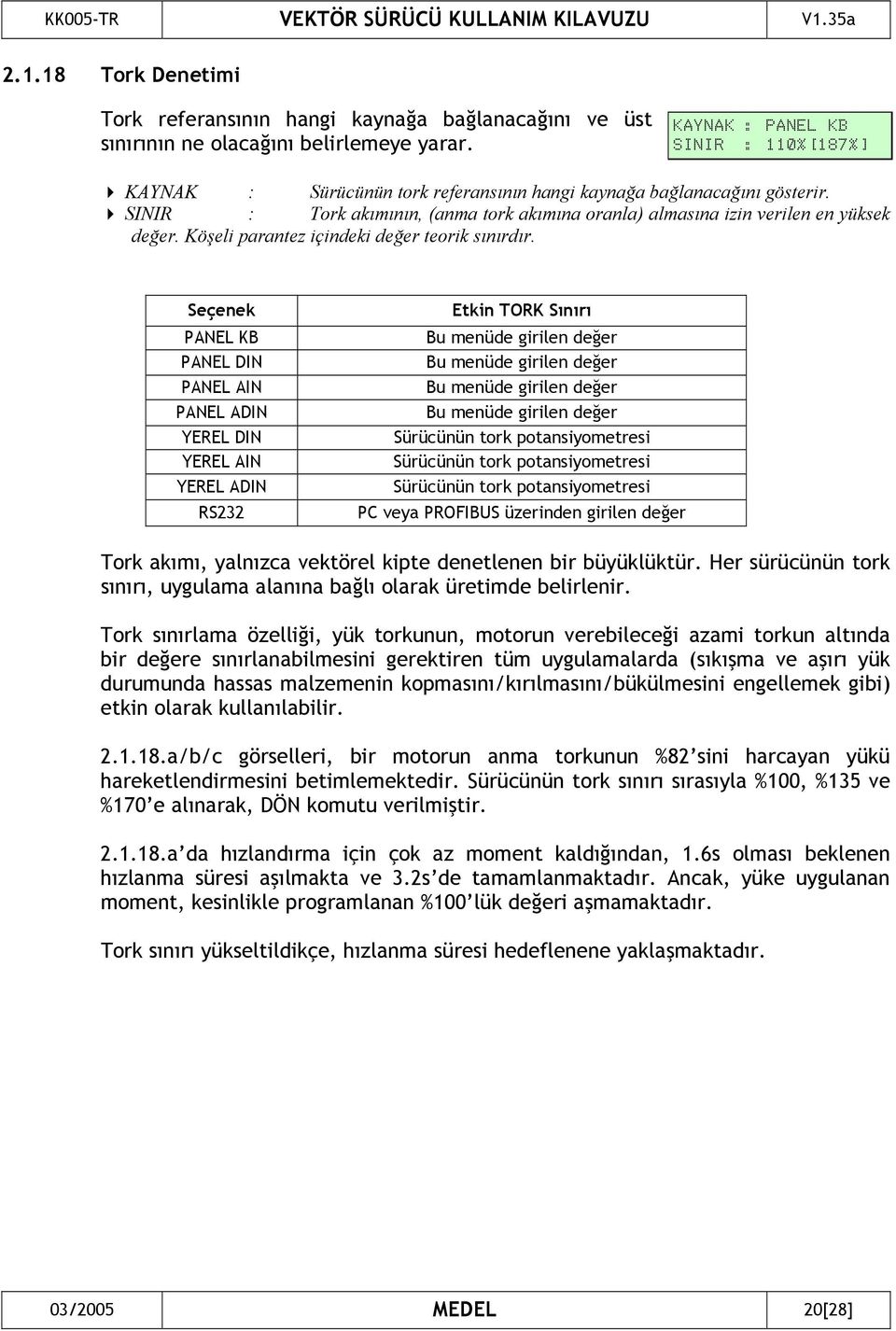 Köşeli parantez içindeki değer teorik sınırdır.