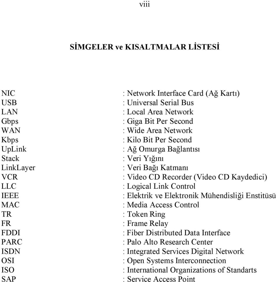 Recorder (Video CD Kaydedici) : Logical Link Control : Elektrik ve Elektronik Mühendisliği Enstitüsü : Media Access Control : Token Ring : Frame Relay : Fiber Distributed