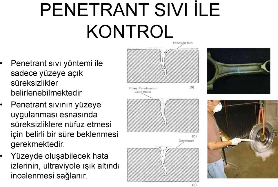 esnasında süreksizliklere nüfuz etmesi için belirli bir süre beklenmesi