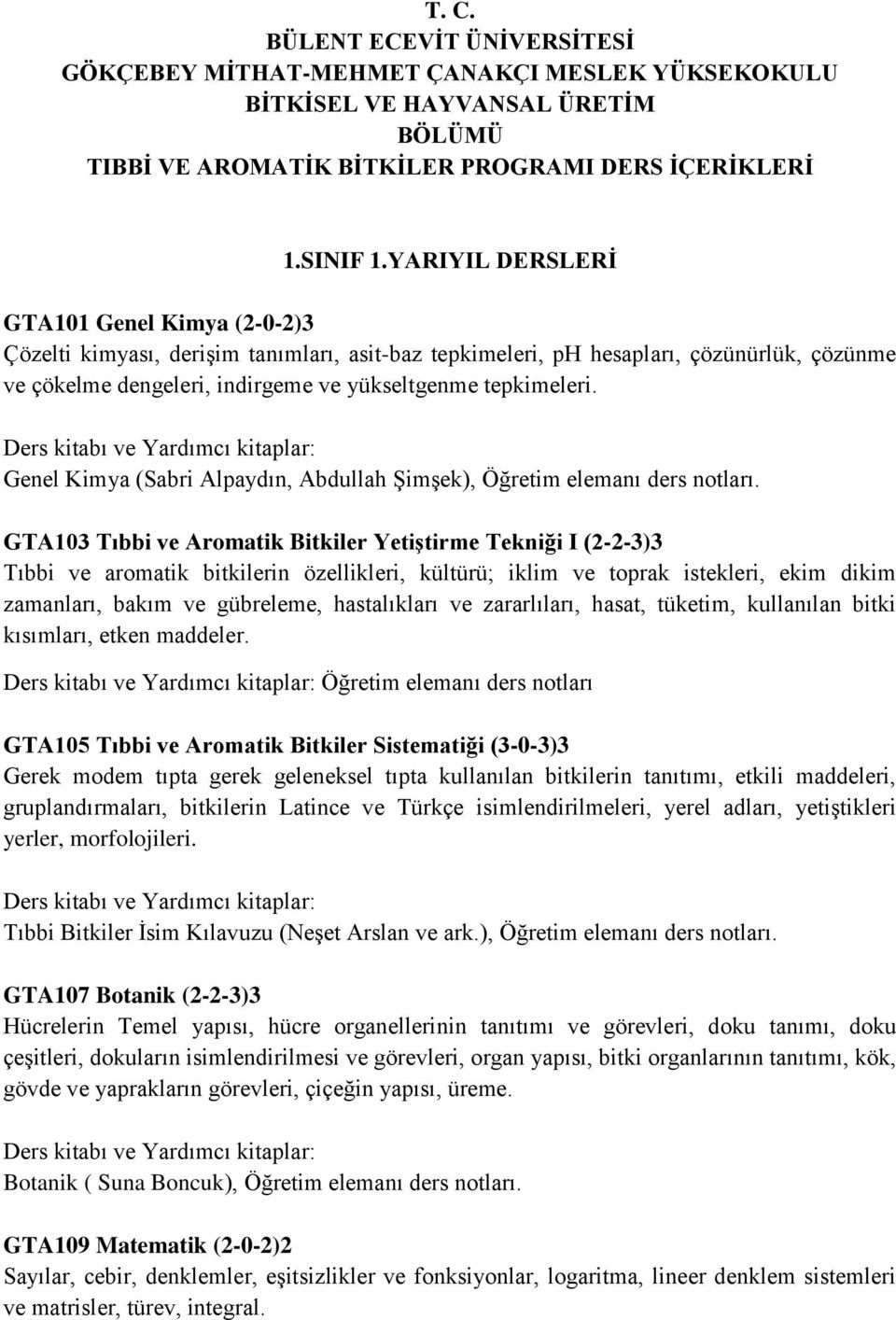 Genel Kimya (Sabri Alpaydın, Abdullah Şimşek), Öğretim elemanı ders notları.