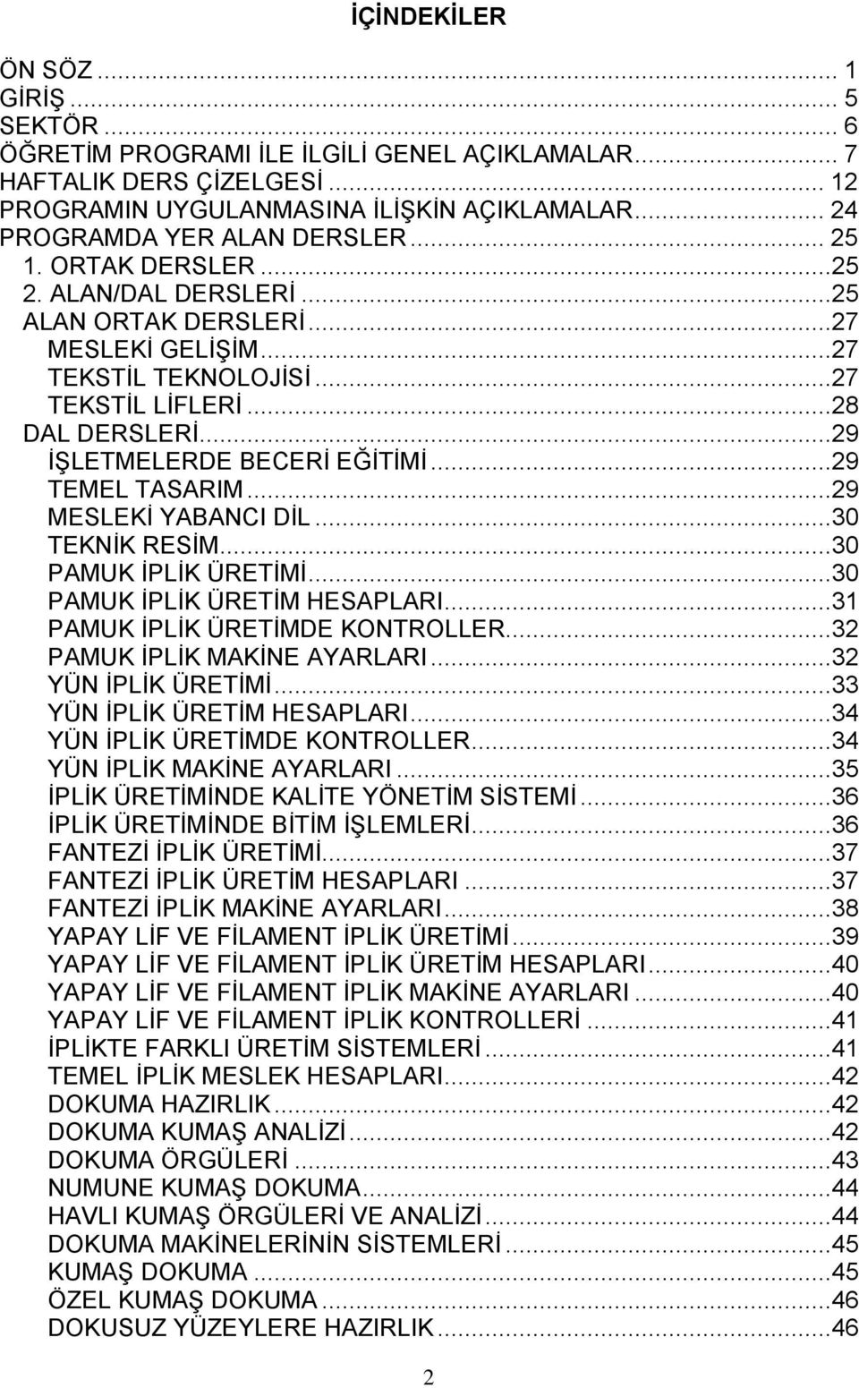 ..29 İŞLETMELERDE BECERİ EĞİTİMİ...29 TEMEL TASARIM...29 MESLEKİ YABANCI DİL...30 TEKNİK RESİM...30 PAMUK İPLİK ÜRETİMİ...30 PAMUK İPLİK ÜRETİM HESAPLARI...31 PAMUK İPLİK ÜRETİMDE KONTROLLER.