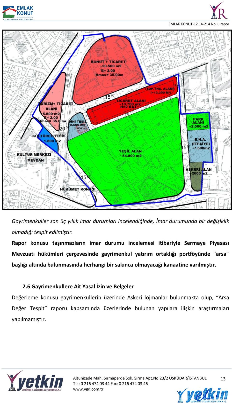 portföyünde "arsa" başlığı altında bulunmasında herhangi bir sakınca olmayacağı kanaatine varılmıştır. 2.