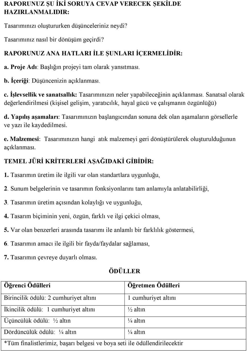 Sanatsal olarak değerlendirilmesi (kişisel gelişim, yaratıcılık, hayal gücü ve çalışmanın özgünlüğü) d.