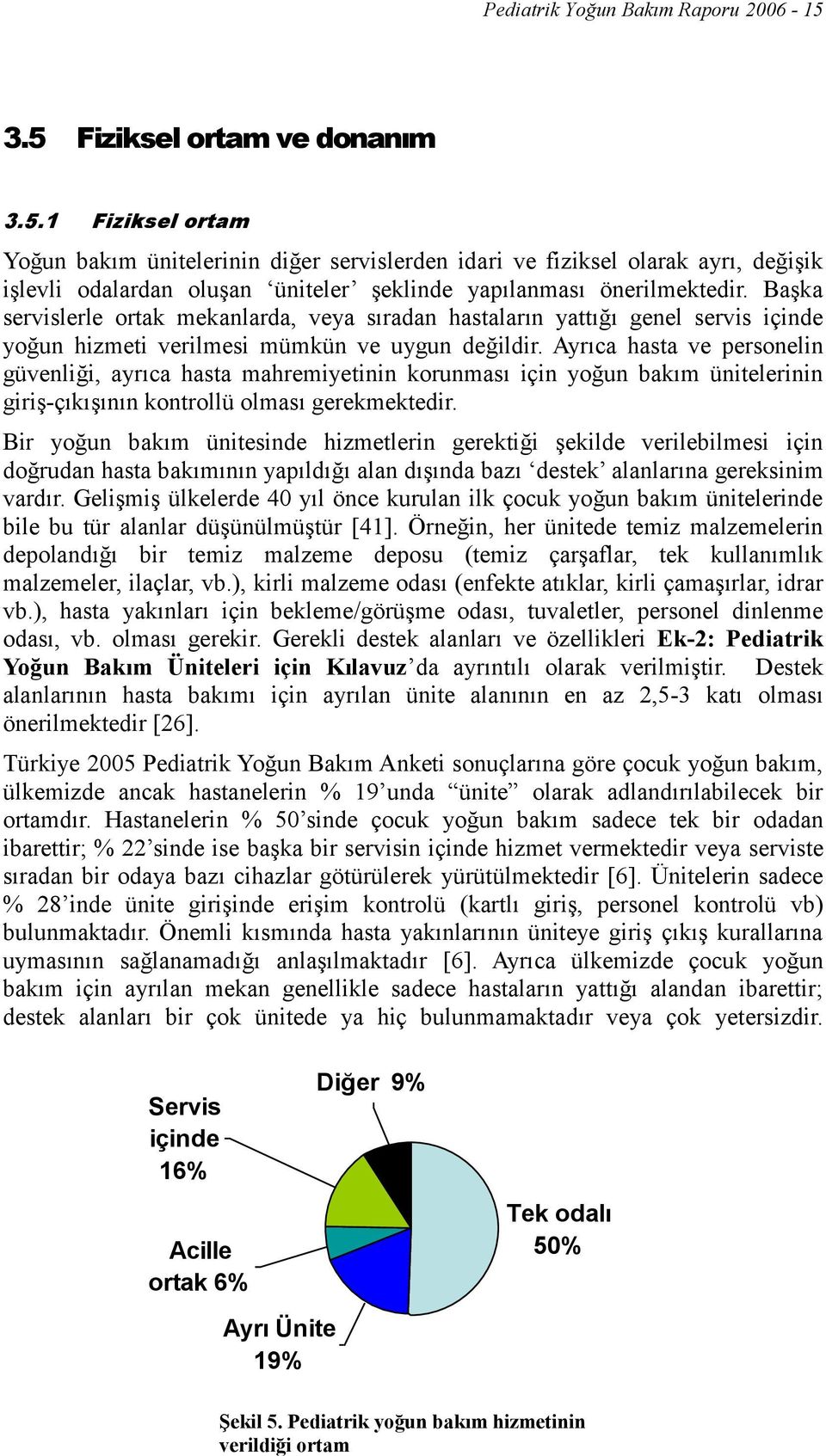 Başka servislerle ortak mekanlarda, veya sıradan hastaların yattığı genel servis içinde yoğun hizmeti verilmesi mümkün ve uygun değildir.