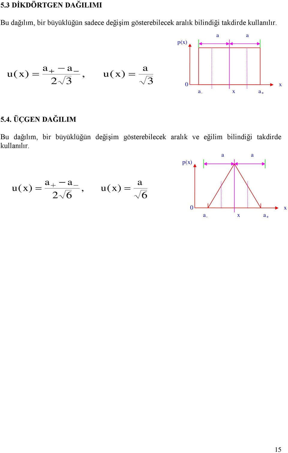 p(x) a a a a a u( x), u( x) 3 3 0 x a - x a + 5.4.