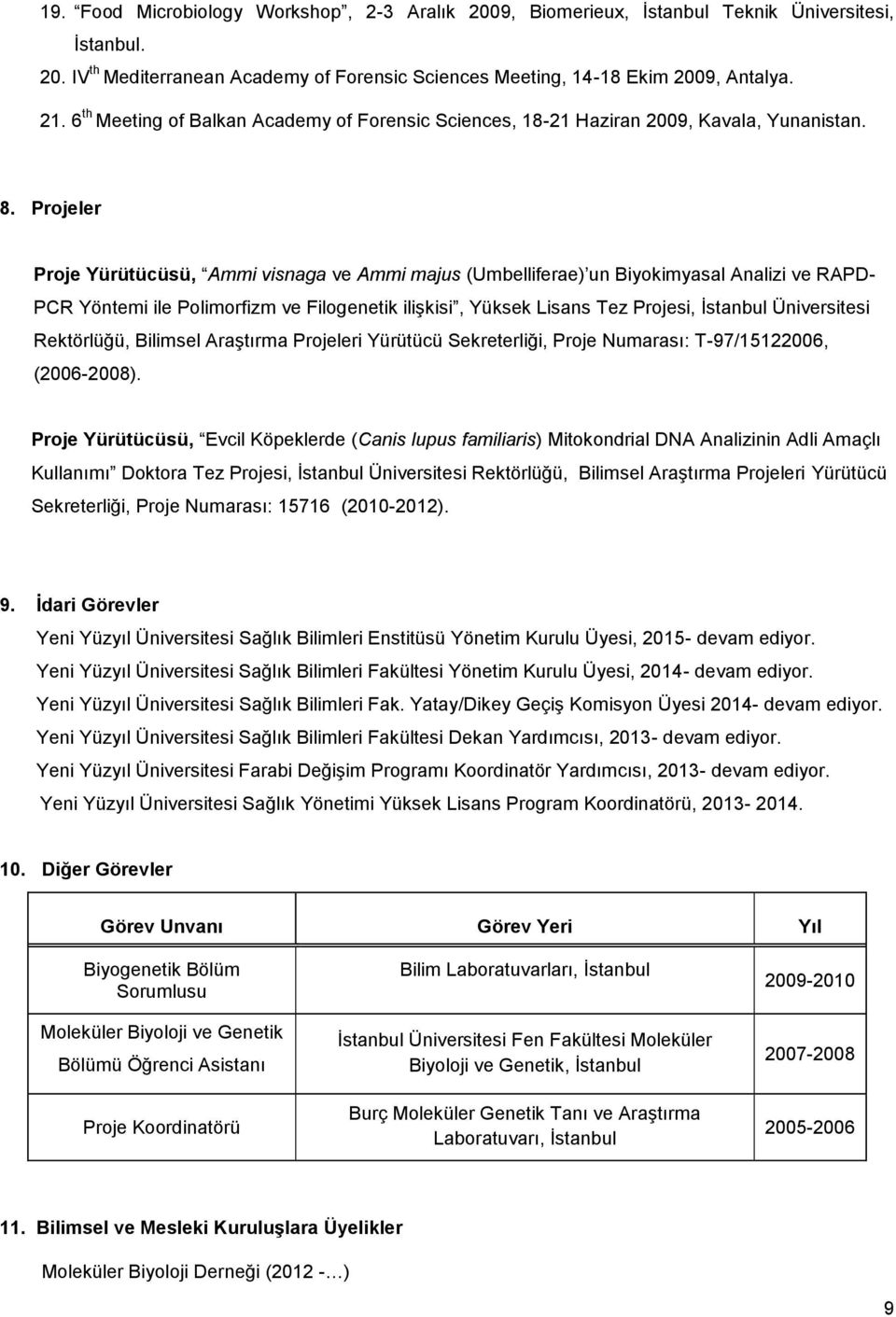 Projeler Proje Yürütücüsü, Ammi visnaga ve Ammi majus (Umbelliferae) un Biyokimyasal Analizi ve RAPD- PCR Yöntemi ile Polimorfizm ve Filogenetik ilişkisi, Yüksek Lisans Tez Projesi, İstanbul