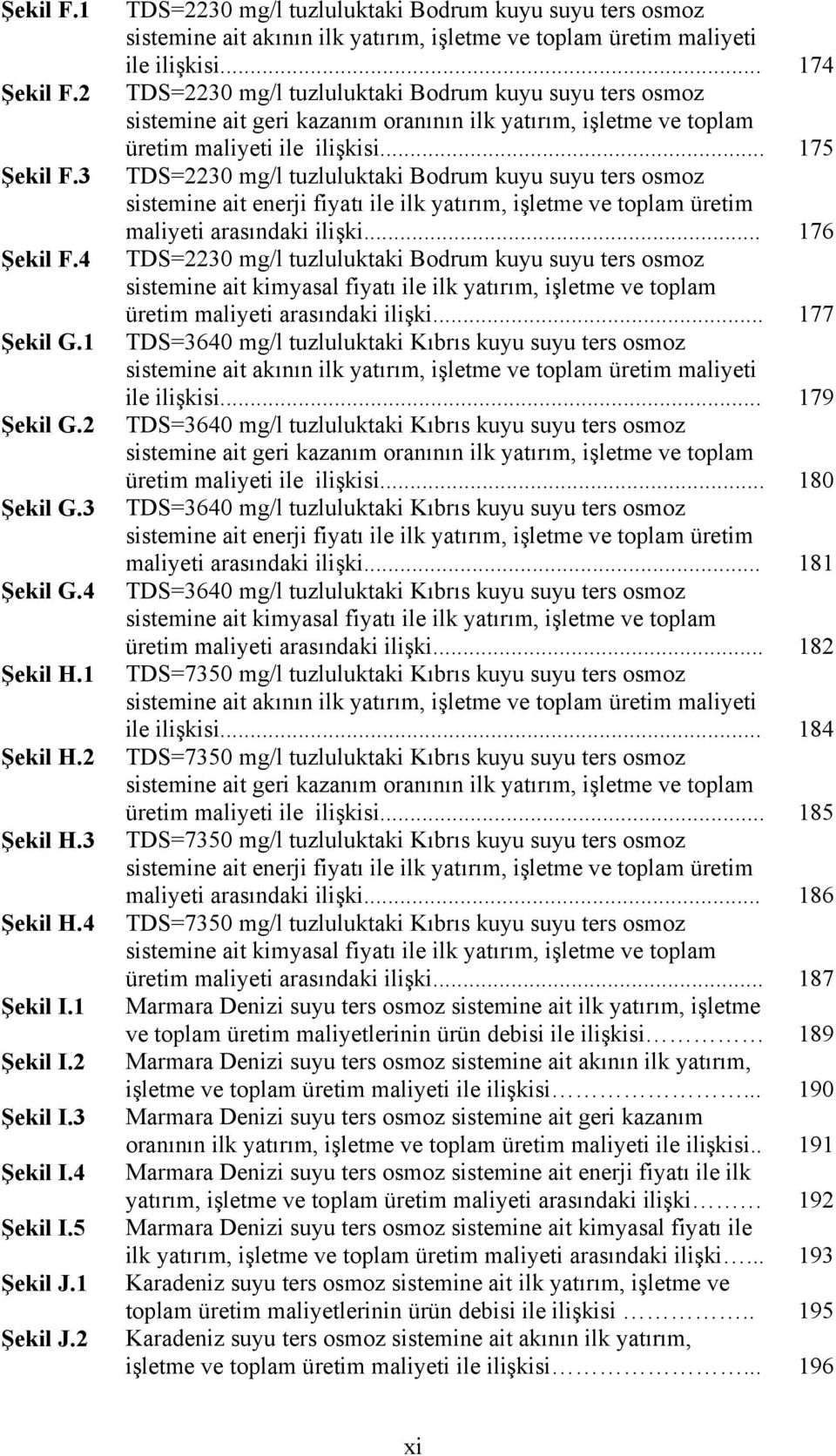 .. TDS=2230 mg/l tuzluluktaki Bodrum kuyu suyu ters osmoz sistemine ait geri kazanım oranının ilk yatırım, işletme ve toplam üretim maliyeti ile ilişkisi.