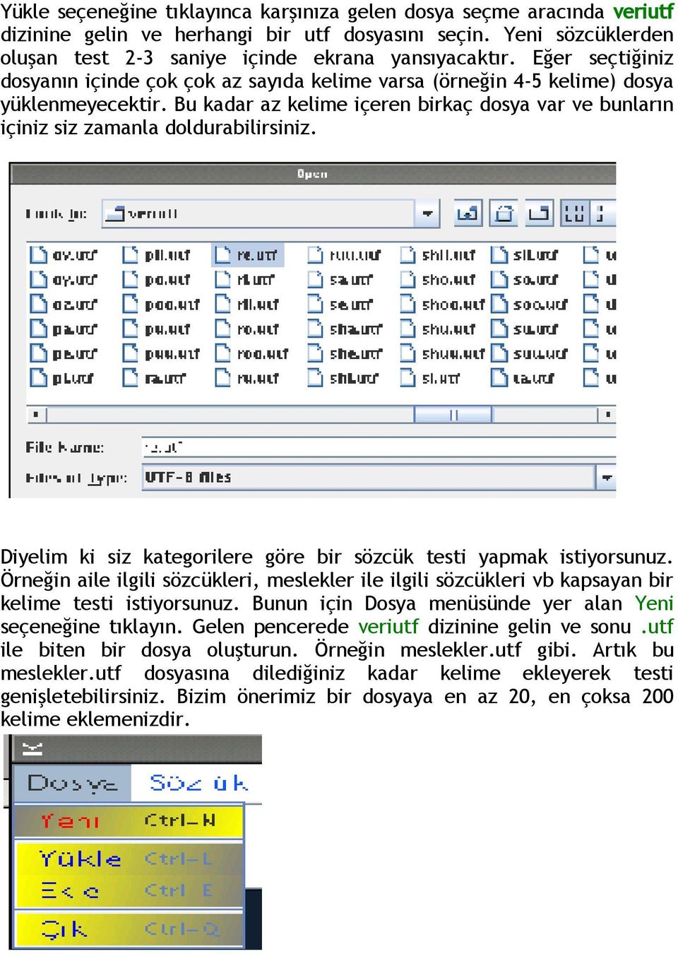 Diyelim ki siz kategorilere göre bir sözcük testi yapmak istiyorsunuz. Örneğin aile ilgili sözcükleri, meslekler ile ilgili sözcükleri vb kapsayan bir kelime testi istiyorsunuz.