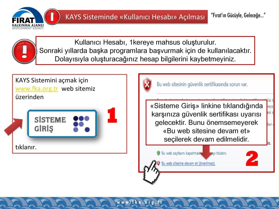 Dolayısıyla oluşturacağınız hesap bilgilerini kaybetmeyiniz. KAYS Sistemini açmak için www.fka.org.