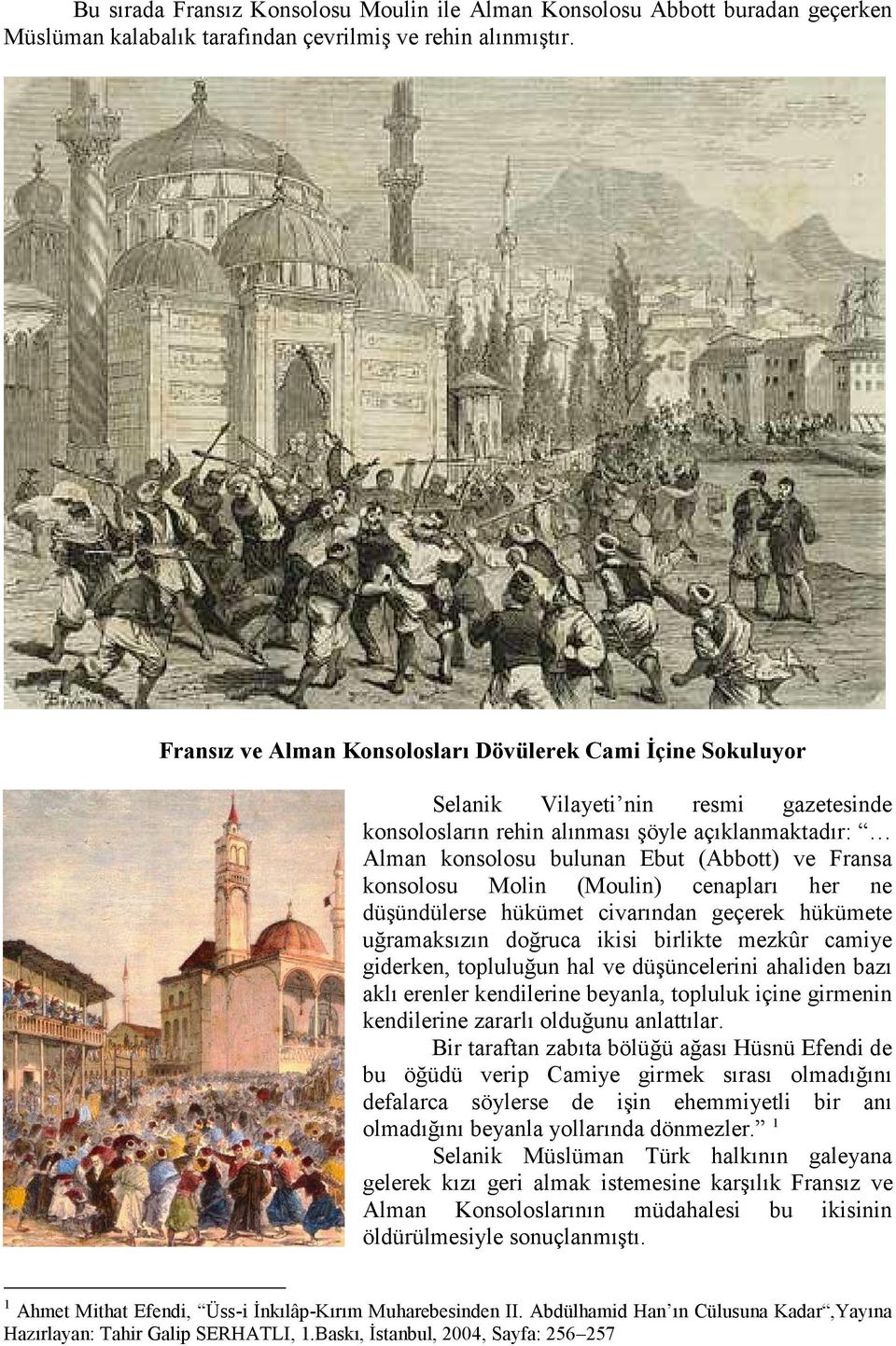 konsolosu Molin (Moulin) cenapları her ne düşündülerse hükümet civarından geçerek hükümete uğramaksızın doğruca ikisi birlikte mezkûr camiye giderken, topluluğun hal ve düşüncelerini ahaliden bazı